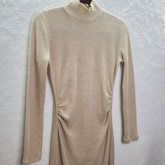 Zara Knit Midi Dress Long Sleeves Color Sand Size Medium - Picture 15 of 17